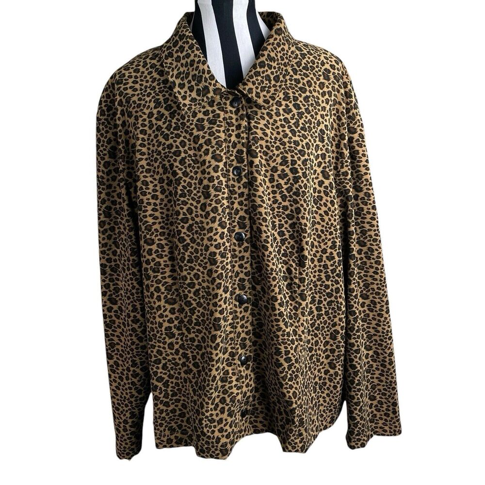 Vtg Leopard Print Blazer Lightweight Fully Lined Jacket Women’s Sz 24W Button Up